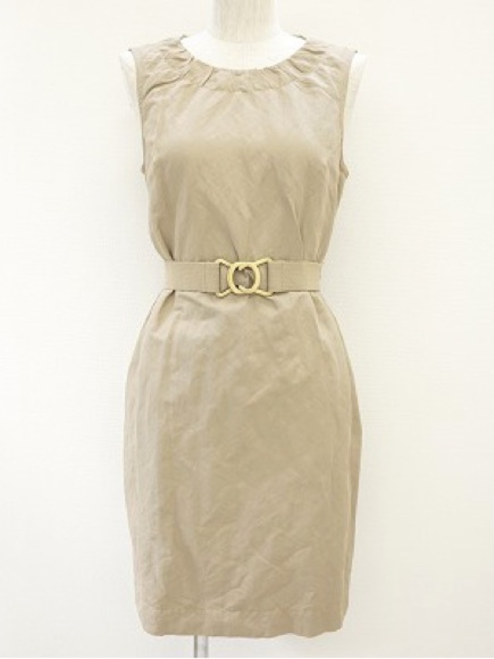 Banana Republic Sleeveless Beige Khaki Belted Sheath Dress